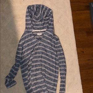 blue and white striped hoodie